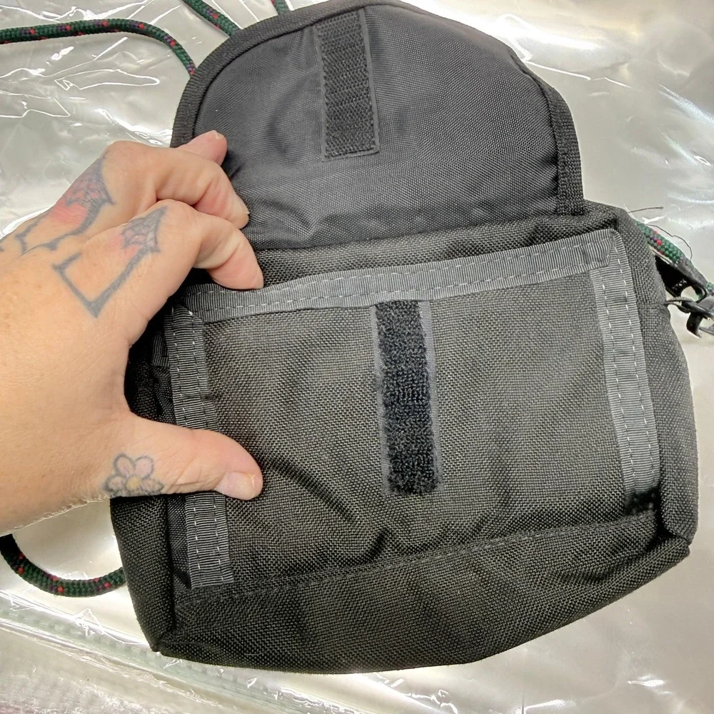 Bass Crossbody Bag Unisex Small Black Canvas Vintage Gorpcore Utility Pouch